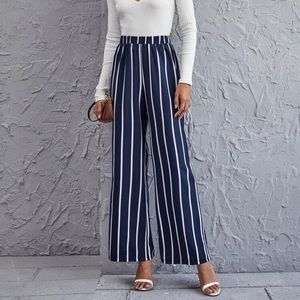 High Waist Striped Wide Leg Pants